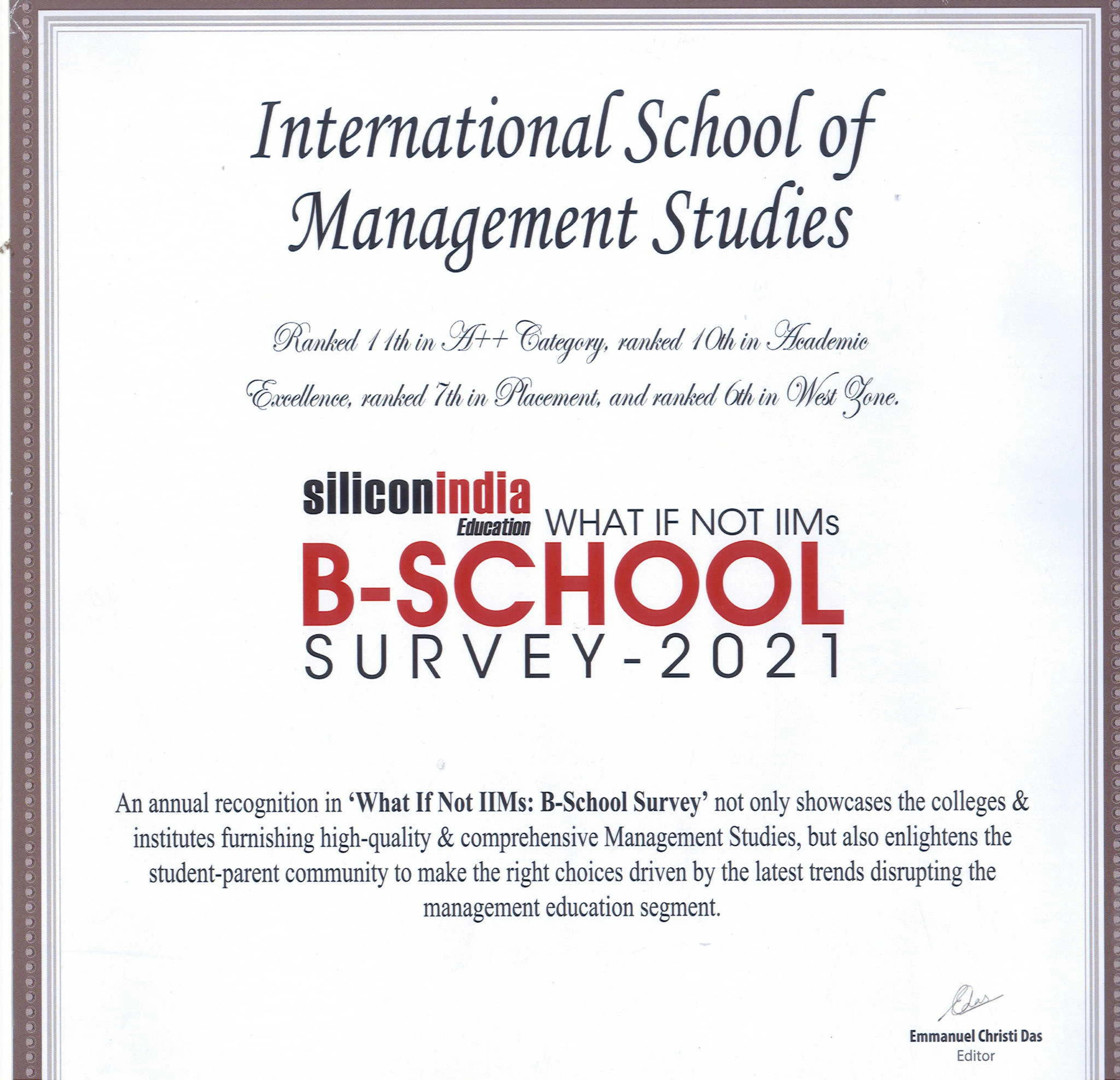 ISMS award certificate 4